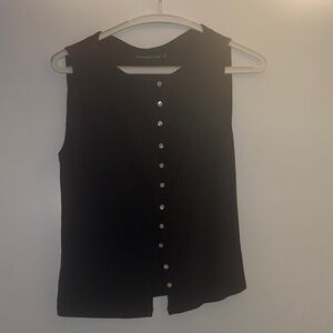 Abercrombie Black Sleeveless Button-Up Top
